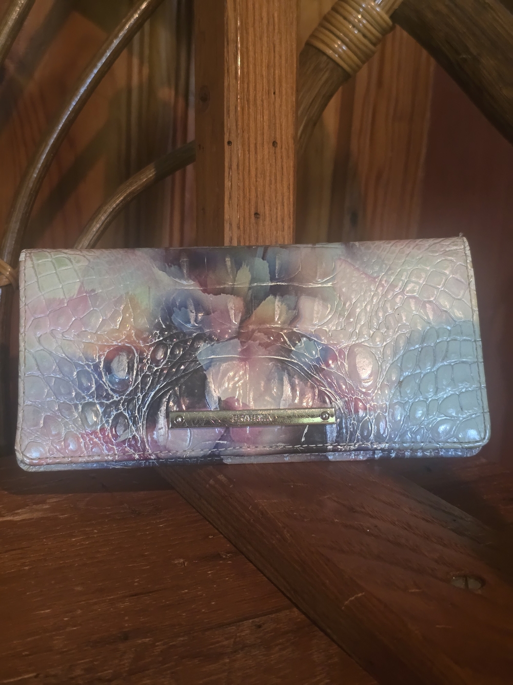 Brahmin Iridescent Multi-Color Croc-Embossed Women’s Clutch Wallet